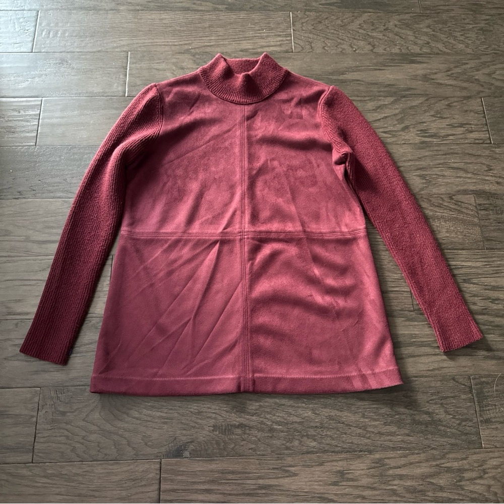 Ann Taylor Faux Suede Maroon  Top size medium